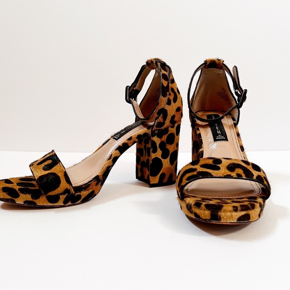 Steven by Steve Madden Calf Hair Leopard Vino Platform Heeled Sandals Womens 7 - Picture 2 of 10